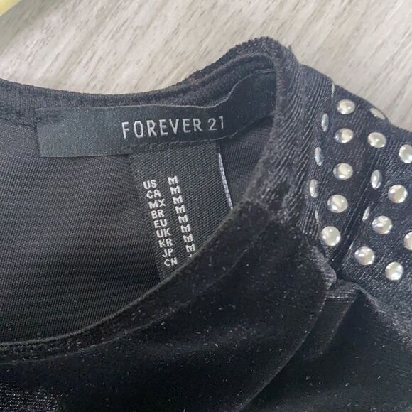 Forever 21 Black Stretchy Velvet Mini Dress M - Picture 5 of 6